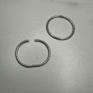 925 Sterling Silver Textured Hoop Earrings Hinged Classic Sleeper Hoops‎ Huggie
